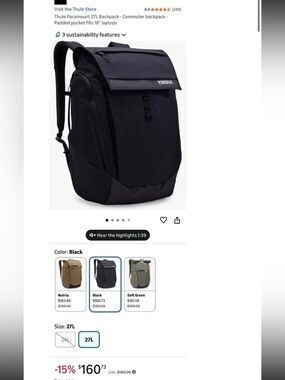Thule backpack paramount 27L